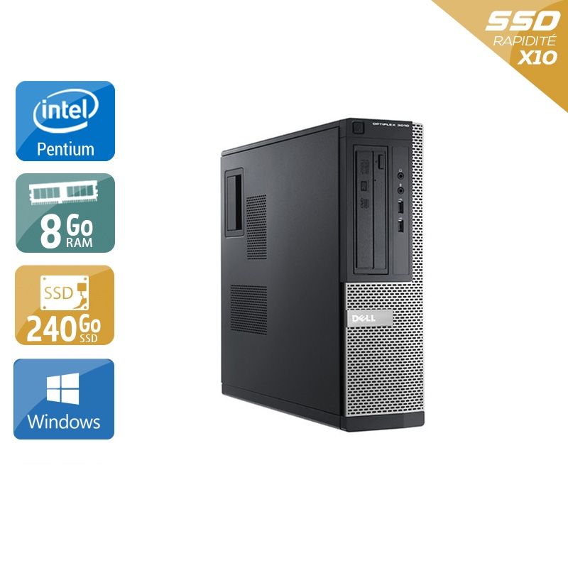 Dell Optiplex 3010 Desktop Pentium G Dual Core 8Go RAM 240Go SSD Windows 10