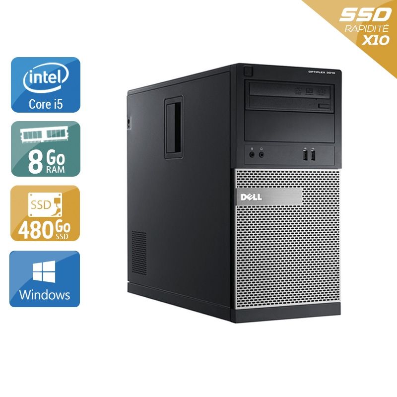 Dell Optiplex 3010 Tower i5 8Go RAM 480Go SSD Windows 10