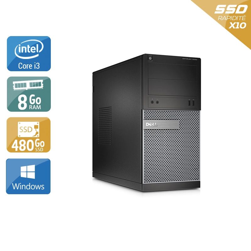 Dell Optiplex 3020 Tower i3 8Go RAM 480Go SSD Windows 10