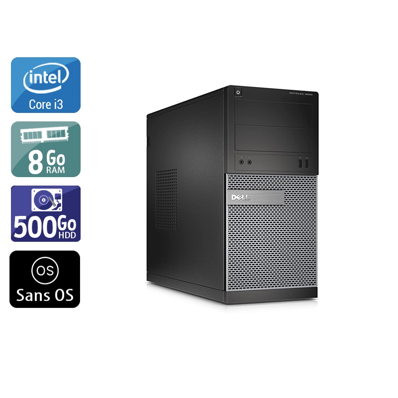 Dell Optiplex 3020 Tower i3 - 8Go RAM 500Go HDD Sans OS  Bon étatOccasion certifiée reconditionnée Bon état -  reconditionné disponible sur Kiatoo