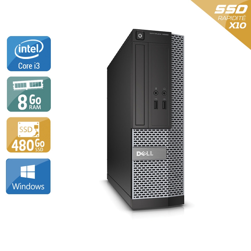 Dell Optiplex 3020 SFF i3 - 8Go RAM 480Go SSD Windows 10  Très bon étatOccasion certifiée reconditionnée Bon état -  reconditionné disponible sur Kiatoo