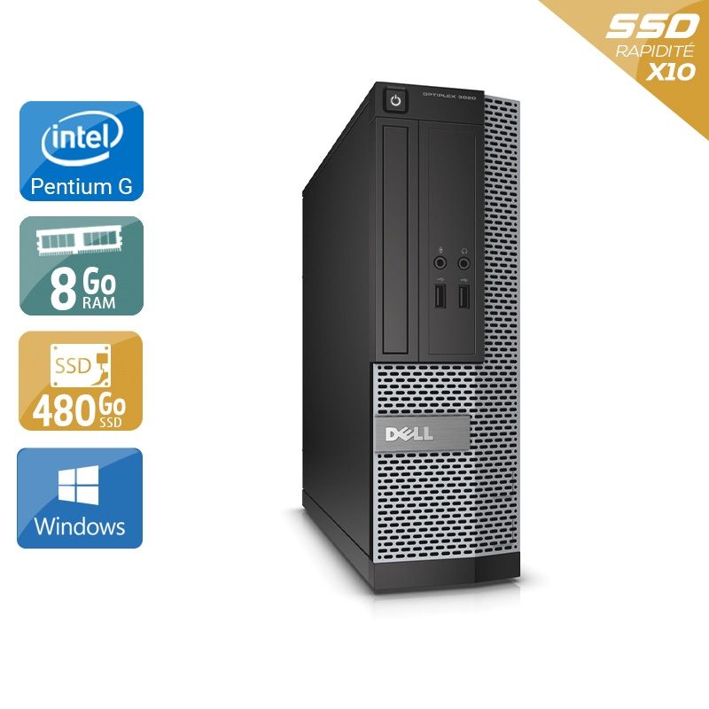 Dell Optiplex 3020 SFF Pentium G Dual Core 8Go RAM 480Go SSD Windows 10