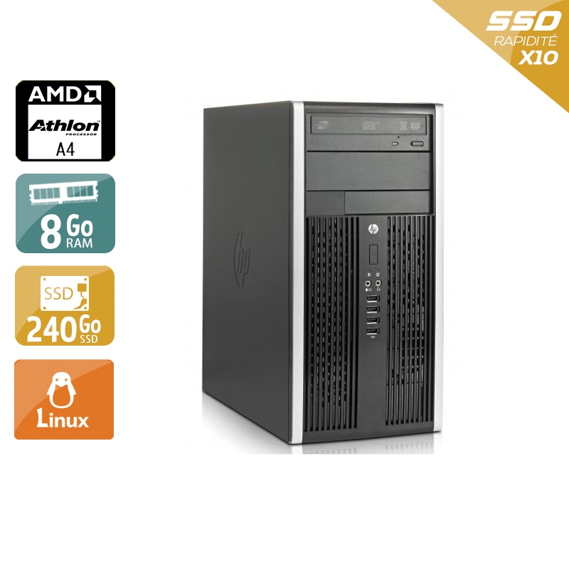 HP Compaq Pro 6305 Tower AMD A4 - 8Go RAM 240Go SSD Linux  État correctOccasion certifiée reconditionnée