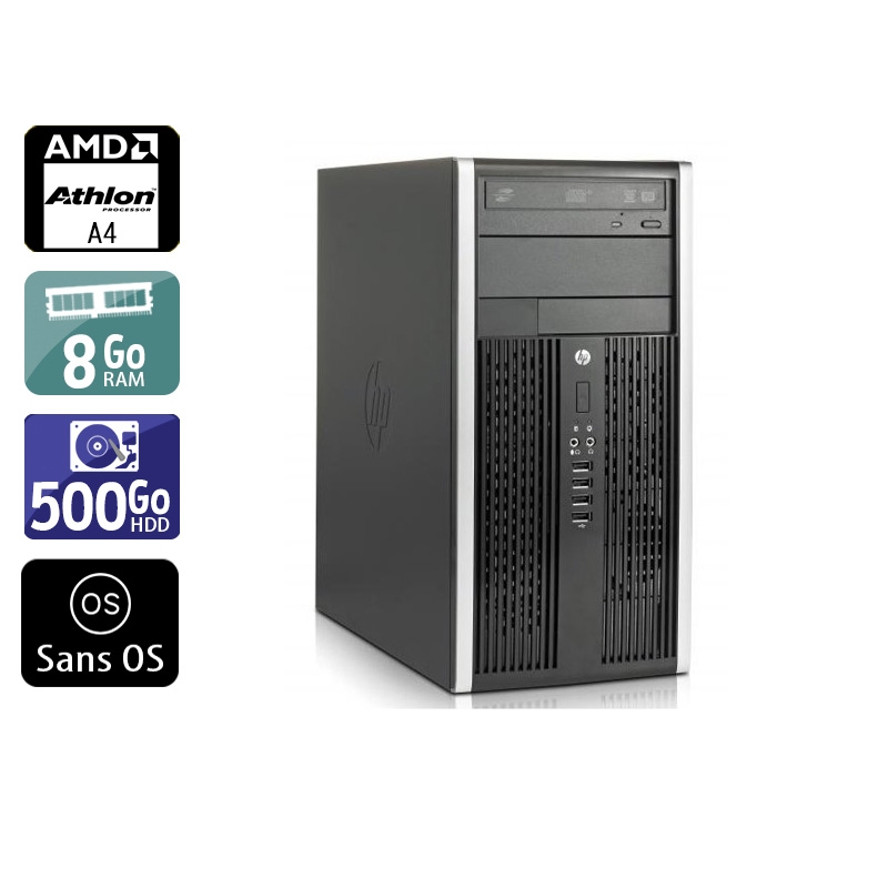 HP Compaq Pro 6305 Tower AMD A4 - 8Go RAM 500Go HDD Sans OS  État correctOccasion certifiée reconditionnée