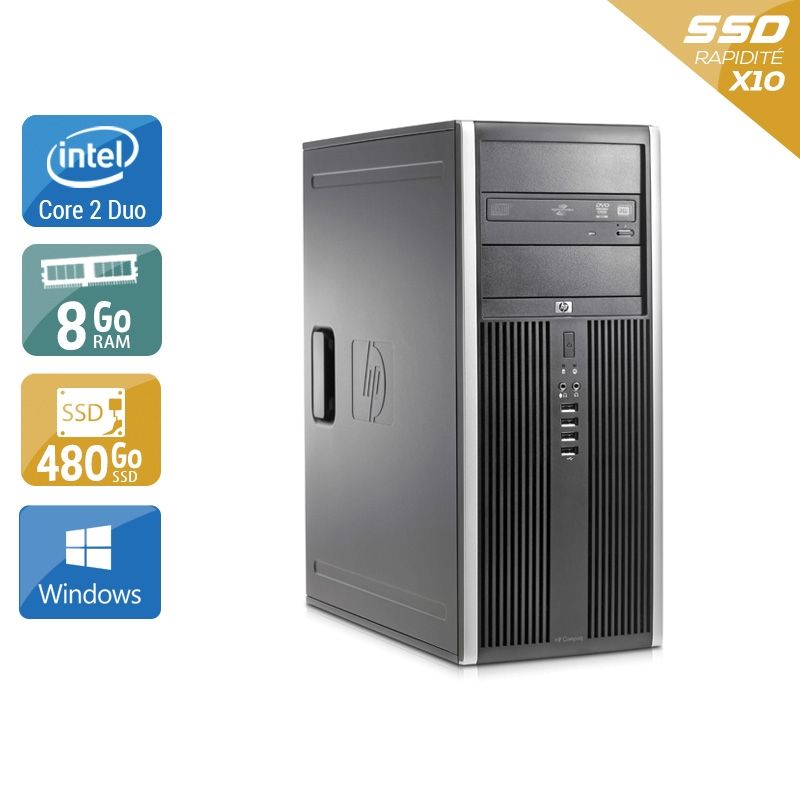 HP Compaq Elite 8000 Tower Core 2 Duo 8Go RAM 480Go SSD Windows 10