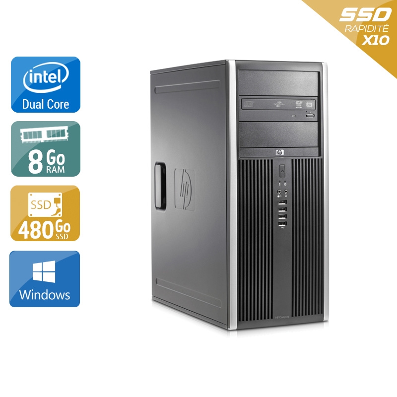 HP Compaq Elite 8000 Tower Dual Core - 8Go RAM 480Go SSD Windows 10  État correctOccasion certifiée reconditionnée Bon état -  reconditionné disponible sur Kiatoo