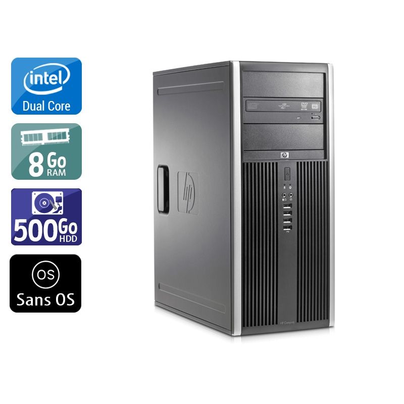 HP Compaq Elite 8000 Tower Dual Core 8Go RAM 500Go HDD Sans OS