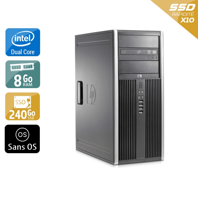HP Compaq Elite 8000 Tower Dual Core - 8Go RAM 240Go SSD Sans OS  État correctOccasion certifiée reconditionnée Bon état -  reconditionné disponible sur Kiatoo