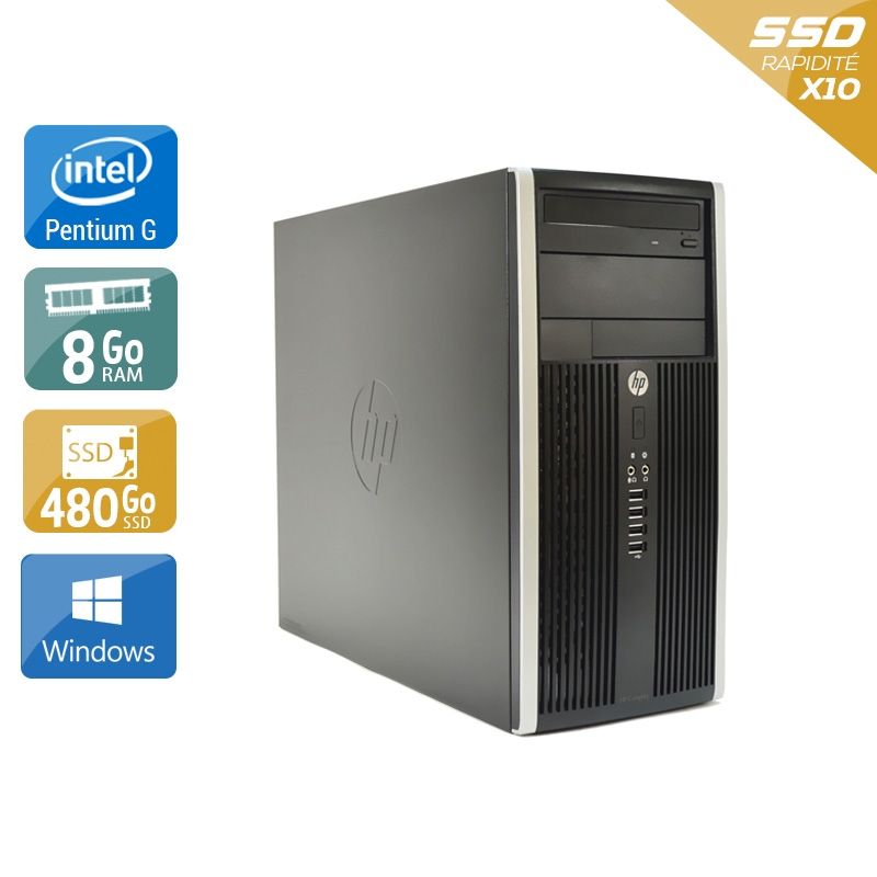 HP Compaq Pro 6200 Tower Pentium G Dual Core 8Go RAM 480Go SSD Windows 10