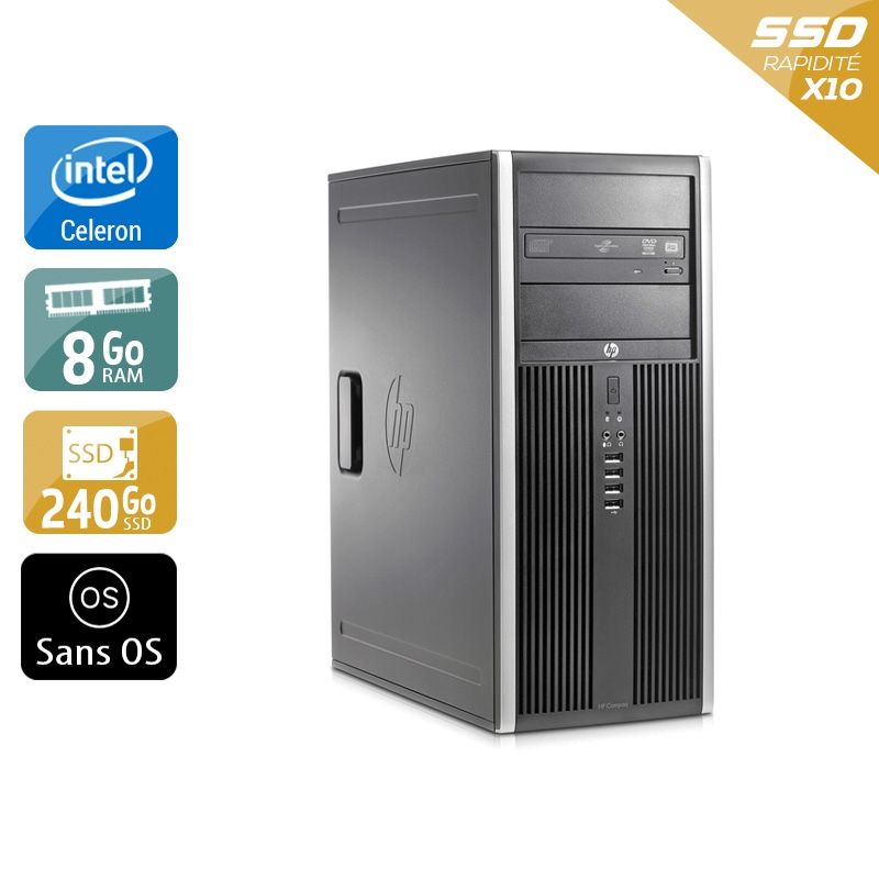HP Compaq Elite 8200 Tower Celeron Dual Core 8Go RAM 240Go SSD Sans OS