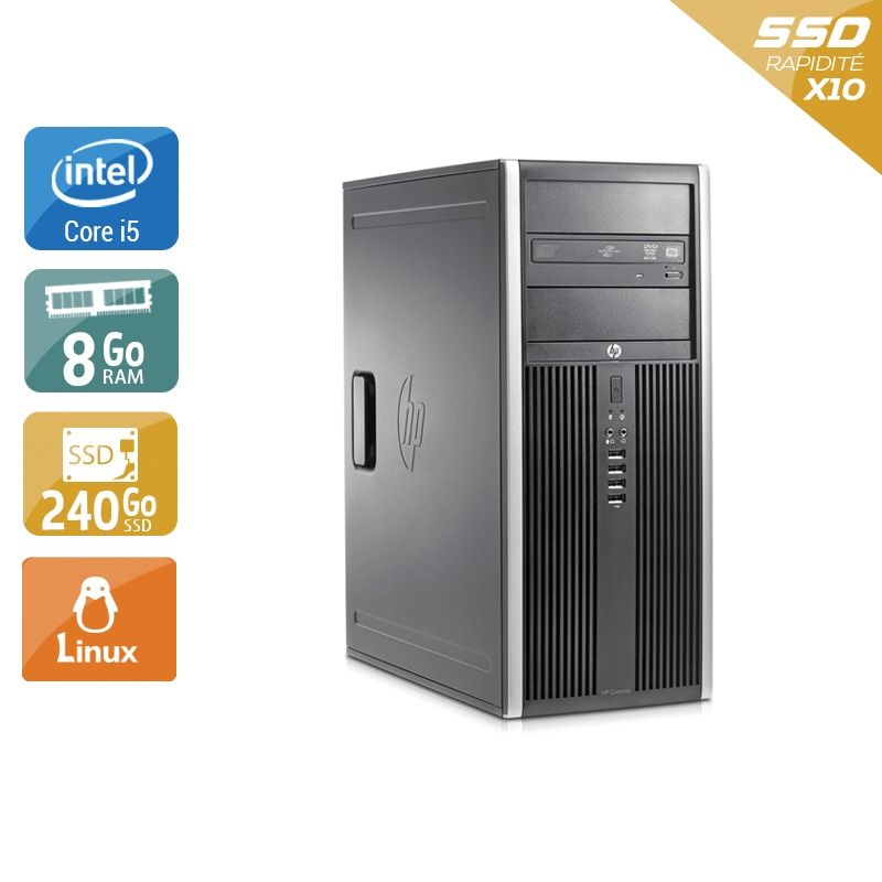 HP Compaq Elite 8200 Tower i5 8Go RAM 240Go SSD Linux