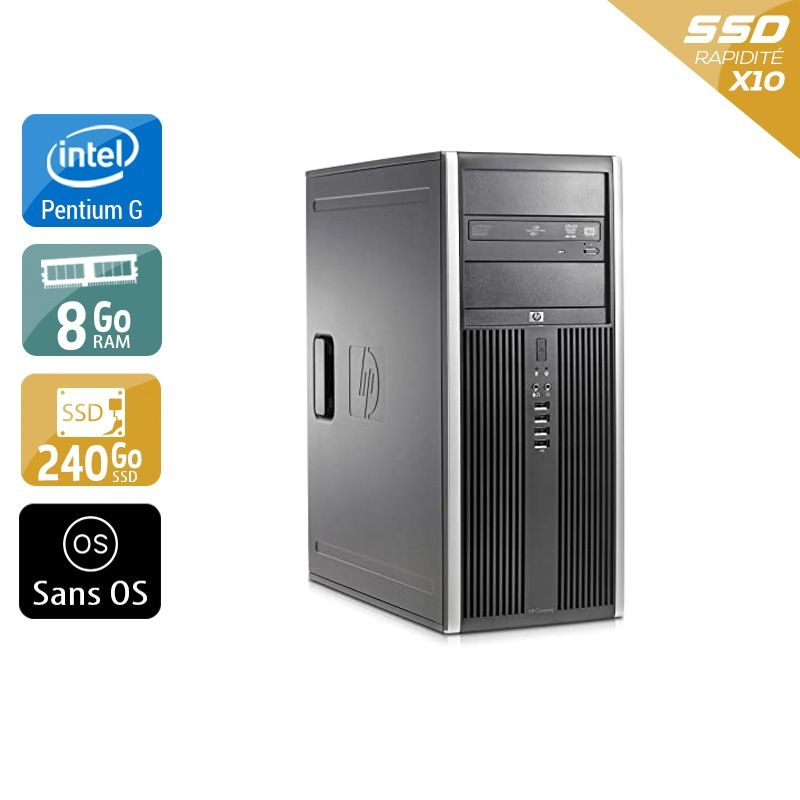 HP Compaq Elite 8300 Tower Pentium G Dual Core 8Go RAM 240Go SSD Sans OS