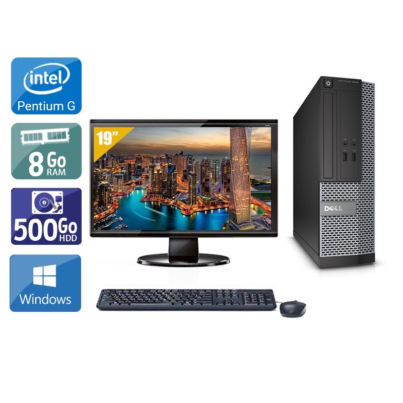 Dell Optiplex 3020 SFF Pentium G Dual Core avec Écran 19 pouces 8Go RAM 500Go HDD Windows 10