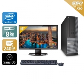 Dell Optiplex 3020 SFF Pentium G Dual Core avec Écran 19 pouces 8Go RAM 240Go SSD Sans OS