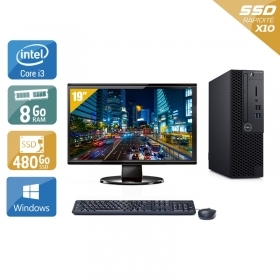 Dell Optiplex 3060 SFF i3 Gen 8 avec Écran 19 pouces 8Go RAM 480Go SSD Windows 10