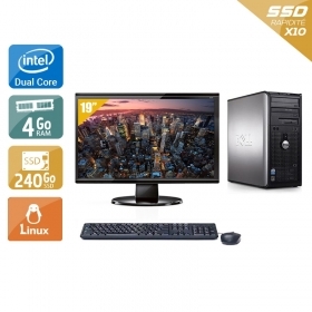 Dell Optiplex 360 Tower Dual Core avec Écran 19 pouces 4Go RAM 240Go SSD Linux