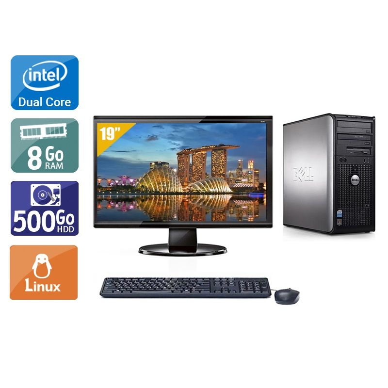 Dell Optiplex 380 Desktop Dual Core avec Écran 19 pouces 8Go RAM 500Go HDD Linux