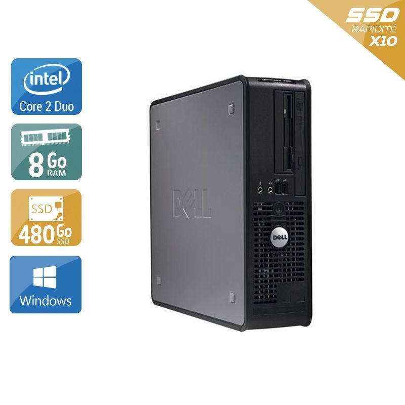 Dell Optiplex 380 Tower Core 2 Duo 8Go RAM 480Go SSD Windows 10