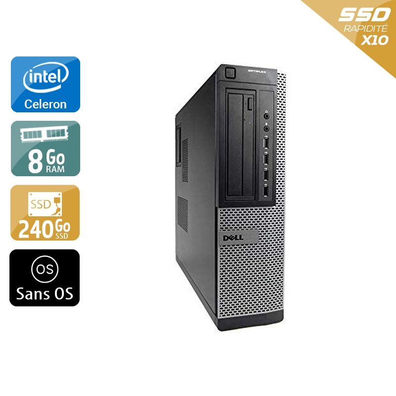 Dell Optiplex 390 Desktop Celeron 8Go RAM 240Go SSD Sans OS