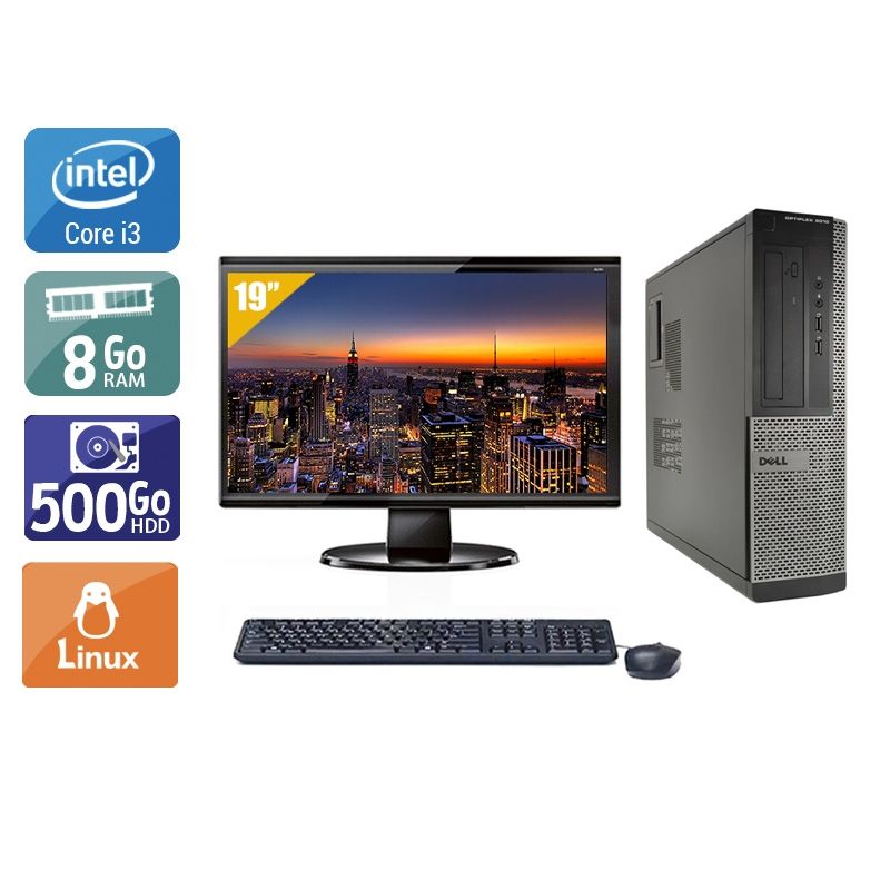 Dell Optiplex 3010 Desktop i3 avec Écran 19 pouces 8Go RAM 500Go HDD Linux