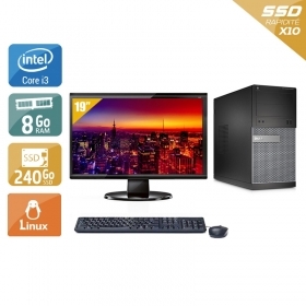 Dell Optiplex 3020 Tower i3 avec Écran 19 pouces 8Go RAM 240Go SSD Linux