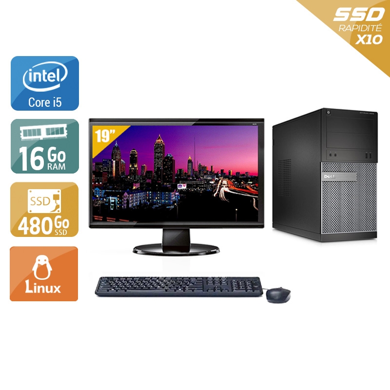 Dell Optiplex 3020 Tower i5 + Écran - 19'' 16Go RAM 480Go SSD Linux  Bon étatOccasion certifiée reconditionnée Bon état -  reconditionné disponible sur Kiatoo