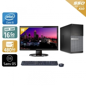 Dell Optiplex 3020 Tower i5 avec Écran 19 pouces 16Go RAM 480Go SSD Sans OS