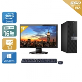 Dell Optiplex 3040 SFF i5 Gen 6 avec Écran 19 pouces 16Go RAM 1To SSD Windows 10