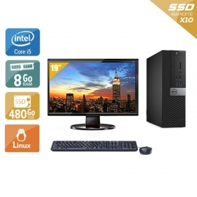Dell Optiplex 3040 SFF i5 Gen 6 avec Écran 19 pouces 8Go RAM 480Go SSD Linux
