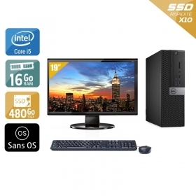 Dell Optiplex 3040 SFF i5 Gen 6 avec Écran 19 pouces 16Go RAM 480Go SSD Sans OS