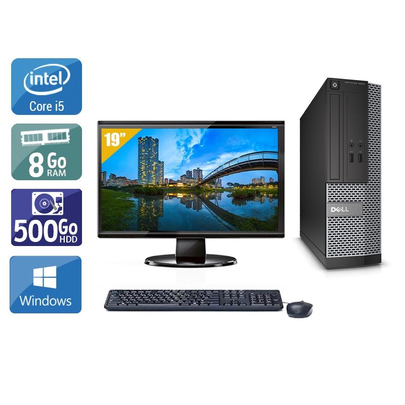 Dell Optiplex 3020 SFF i5 avec Écran 19 pouces 8Go RAM 500Go HDD Windows 10