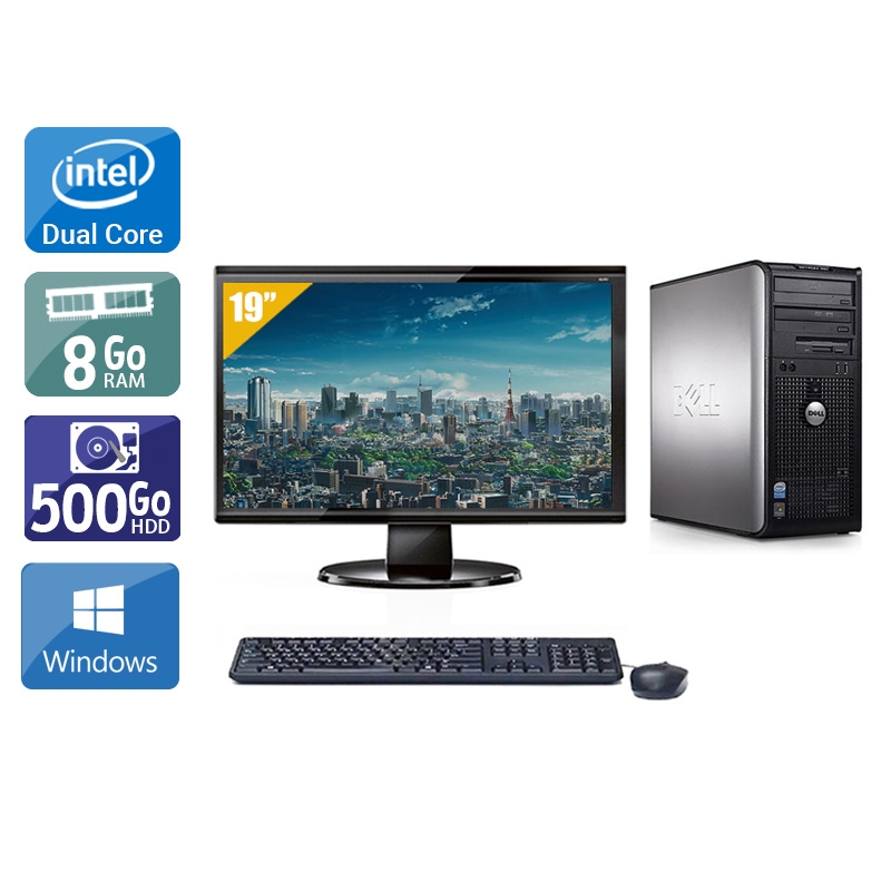 Dell Optiplex 380 Tower Dual Core + Écran - 19'' 8Go RAM 500Go HDD Windows 10  Bon étatOccasion certifiée reconditionnée Bon état -  reconditionné disponible sur Kiatoo