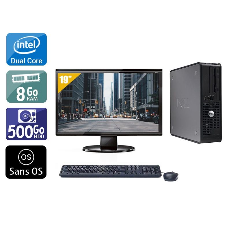 Dell Optiplex 380 SFF Dual Core avec Écran 19 pouces 8Go RAM 500Go HDD Sans OS