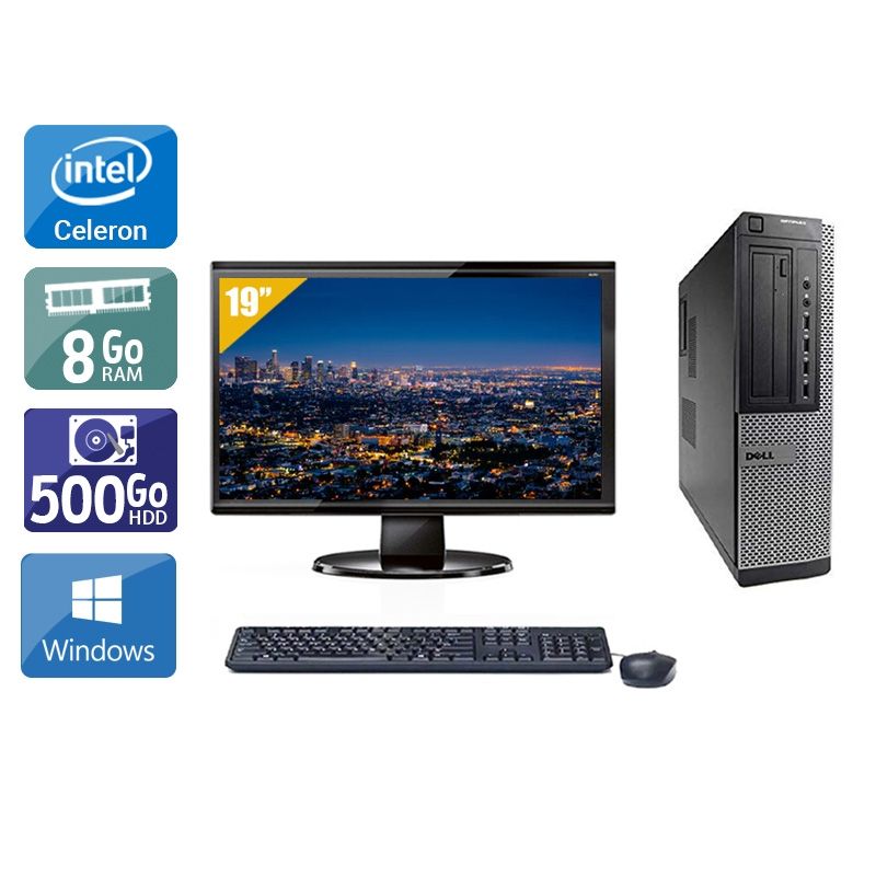 Dell Optiplex 390 Desktop Celeron avec Écran 19 pouces 8Go RAM 500Go HDD Windows 10