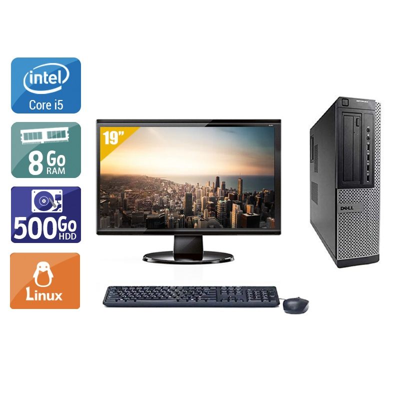 Dell Optiplex 390 Desktop i5 avec Écran 19 pouces 8Go RAM 500Go HDD Linux