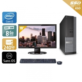 Dell Optiplex 390 SFF i3 avec Écran 19 pouces 8Go RAM 240Go SSD Sans OS