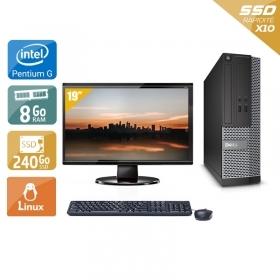 Dell Optiplex 390 SFF Pentium G Dual Core avec Écran 19 pouces 8Go RAM 240Go SSD Linux