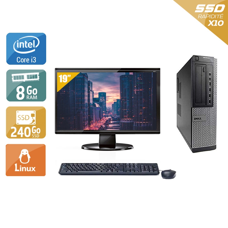 Dell Optiplex 7010 Desktop i3 + Écran - 19'' 8Go RAM 240Go SSD Linux  Bon étatOccasion certifiée reconditionnée Bon état -  reconditionné disponible sur Kiatoo