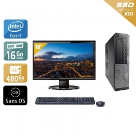 Dell Optiplex 7010 Desktop i7 avec Écran 19 pouces 16Go RAM 480Go SSD Sans OS