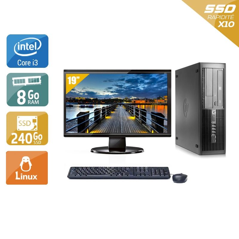 HP Compaq Pro 4300 SFF i3 avec Écran 19 pouces 8Go RAM 240Go SSD Linux