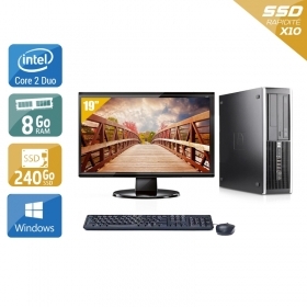 HP Compaq Pro 6000 SFF Core 2 Duo avec Écran 19 pouces 8Go RAM 240Go SSD Windows 10