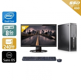 HP Compaq Pro 6000 SFF Dual Core avec Écran 19 pouces 8Go RAM 240Go SSD Sans OS
