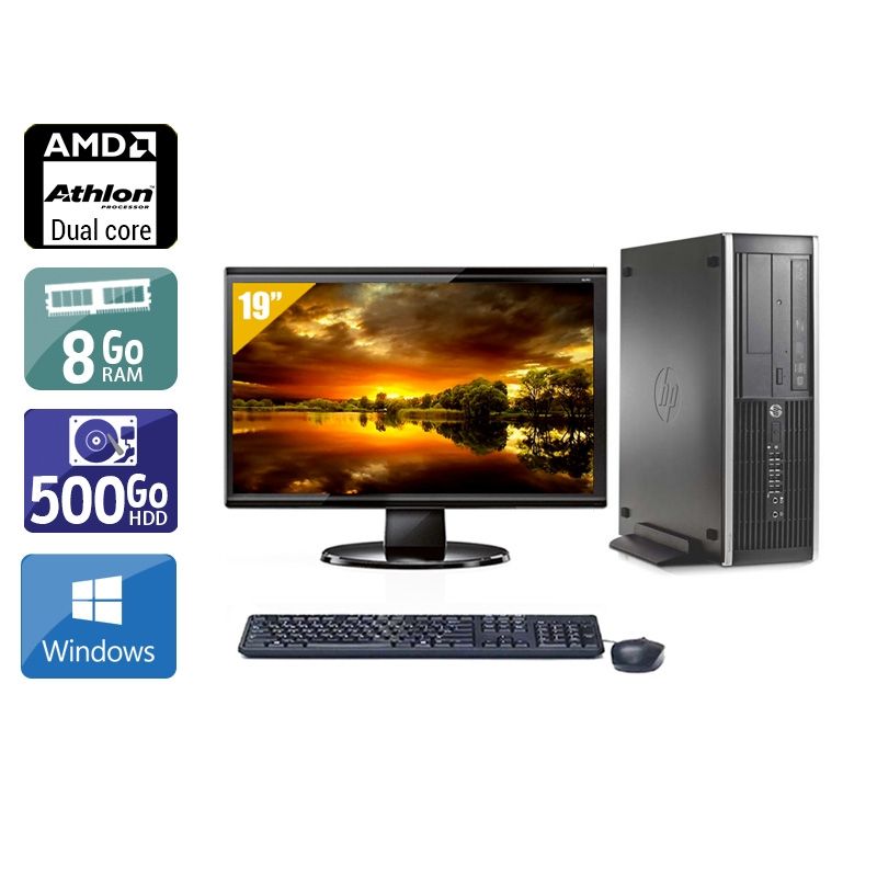 HP Compaq Pro 6005 SFF AMD Athlon Dual Core avec Écran 19 pouces 8Go RAM 500Go HDD Windows 10