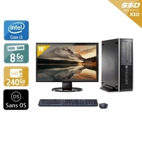 HP Compaq Pro 6200 SFF i3 avec Écran 19 pouces 8Go RAM 240Go SSD Sans OS
