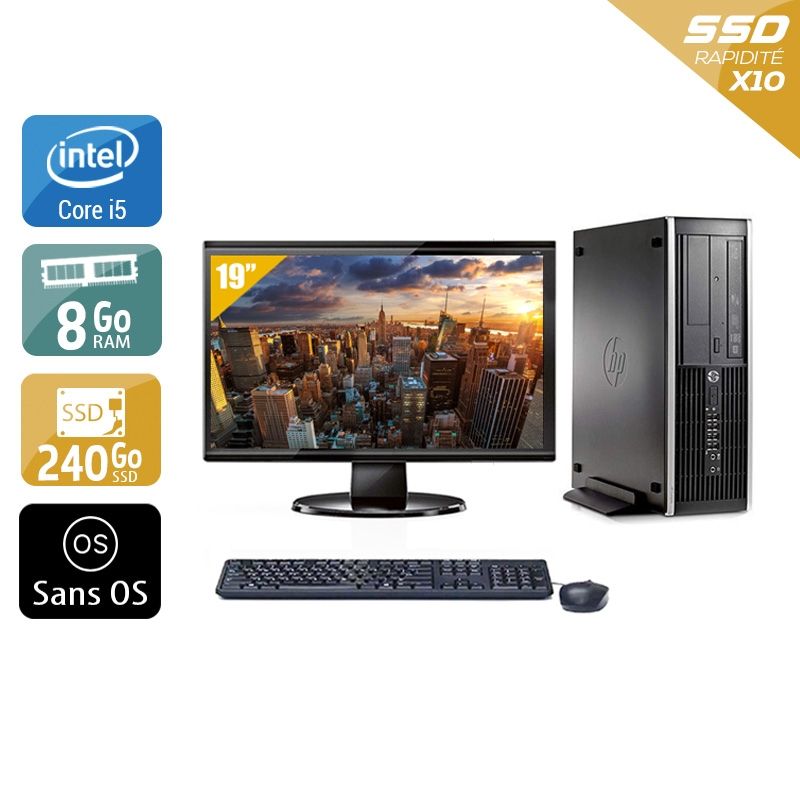 HP Compaq Pro 6200 SFF i5 avec Écran 19 pouces 8Go RAM 240Go SSD Sans OS