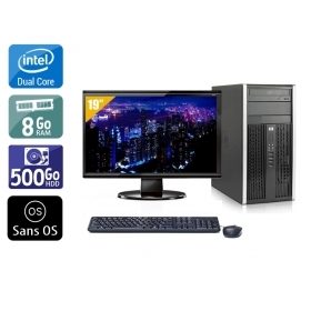 HP Compaq Pro 6000 Tower Dual Core avec Écran 19 pouces 8Go RAM 500Go HDD Sans OS