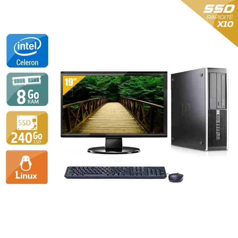 HP Compaq Pro 6000 SFF Celeron Dual Core avec Écran 19 pouces 8Go RAM 240Go SSD Linux