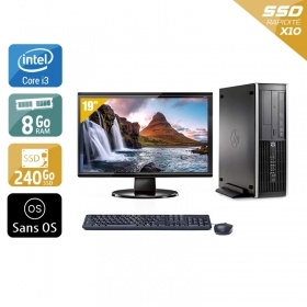 HP Compaq Pro 6300 SFF i3 avec Écran 19 pouces 8Go RAM 240Go SSD Sans OS