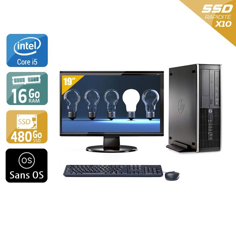 HP Compaq Pro 6300 SFF i5 avec Écran 19 pouces 16Go RAM 480Go SSD Sans OS