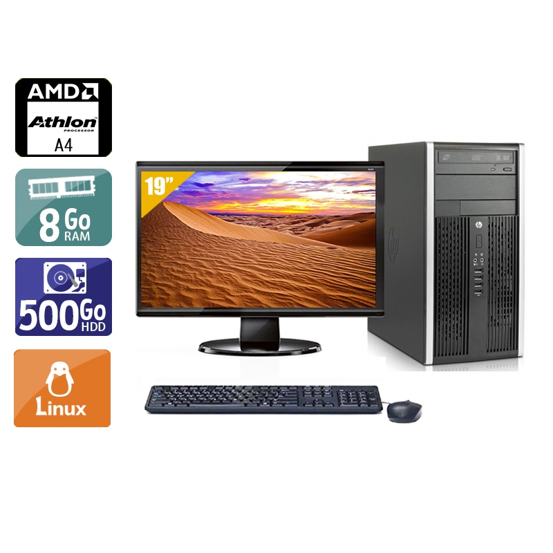 HP Compaq Pro 6305 Tower AMD A4 + Écran - 19'' 8Go RAM 500Go HDD Linux  Très bon étatOccasion certifiée reconditionnée Bon état -  reconditionné disponible sur Kiatoo